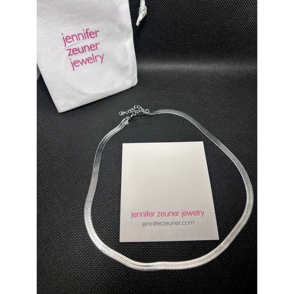 Jennifer Zeuner Silver Ionic Plating Herringbone Necklace - Picture 2 of 3